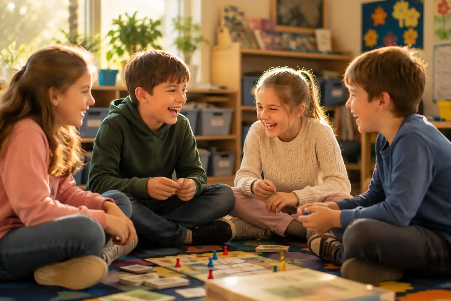 Dzieci wspólnie bawiące się na zajęciach w Edukacyjnej Przystani